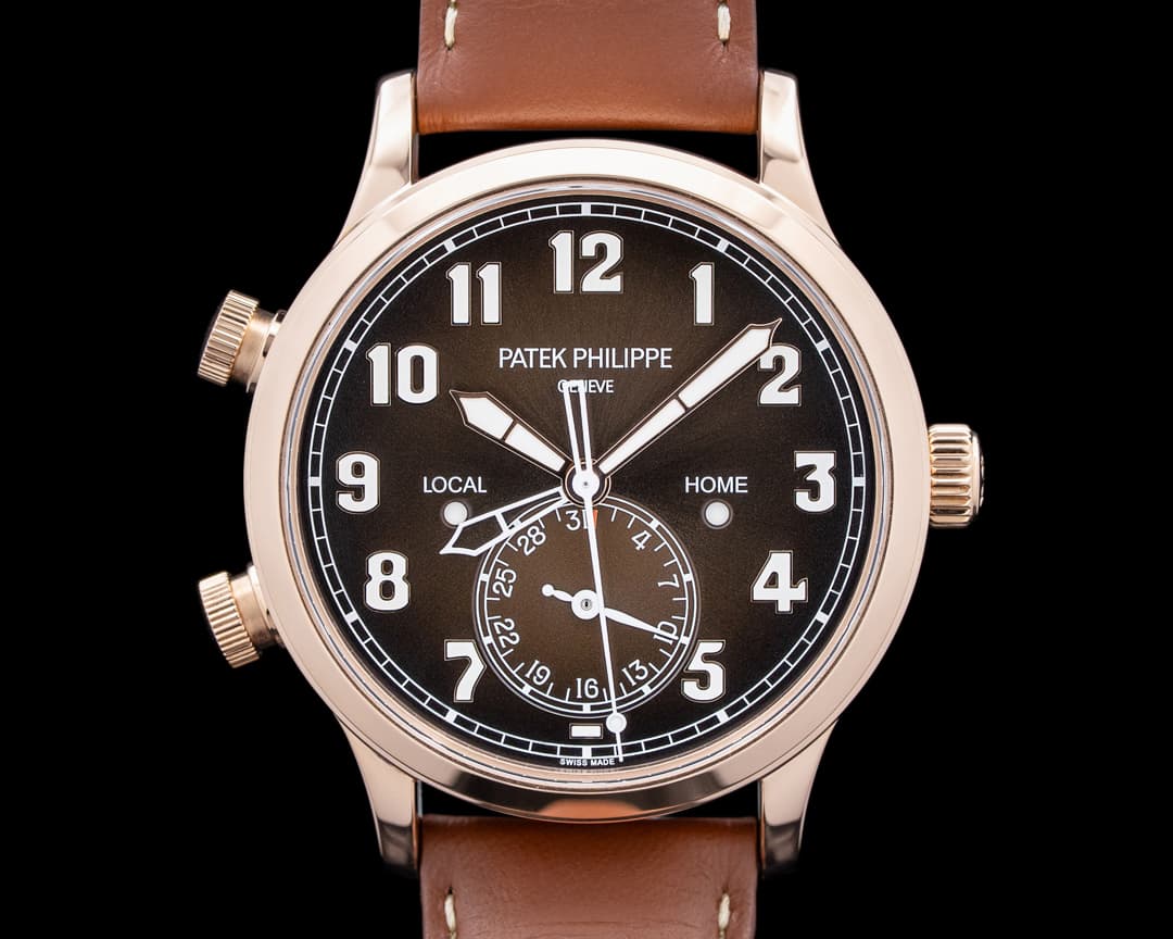Patek Philippe 5524R Calatrava Pilot Travel Time 18K Rose Gold Brown Dial UNWORN