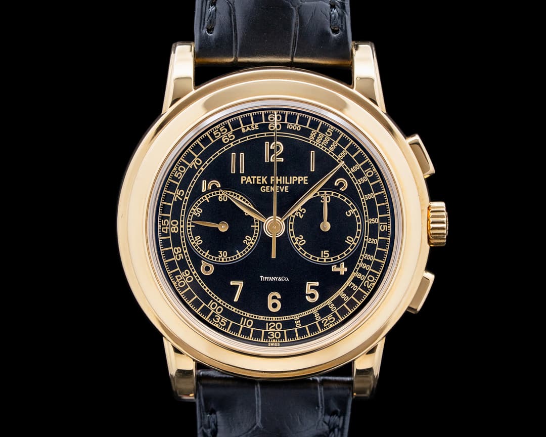Patek Philippe 5070J Chronograph "Tiffany & Co." 18K Yellow Gold Black Dial
