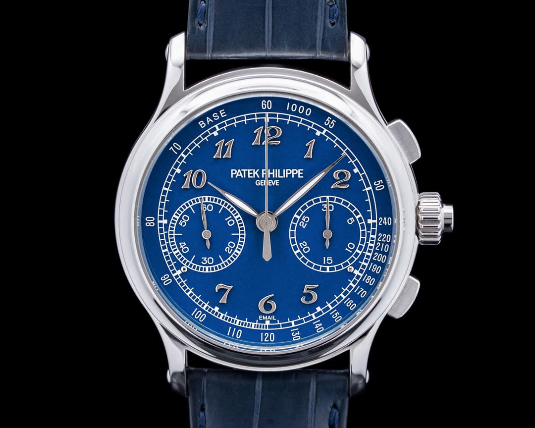 Patek Philippe 5370P Split Seconds Chronograph Platinum Blue Enamel Dial