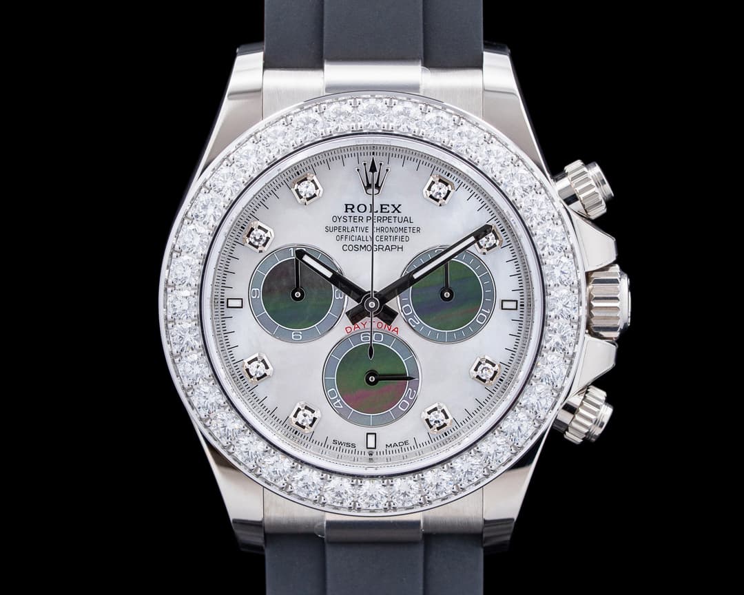 Rolex 126589RBR Cosmograph Daytona 18K WG Diamond Bezel MOP Dial UNWORN