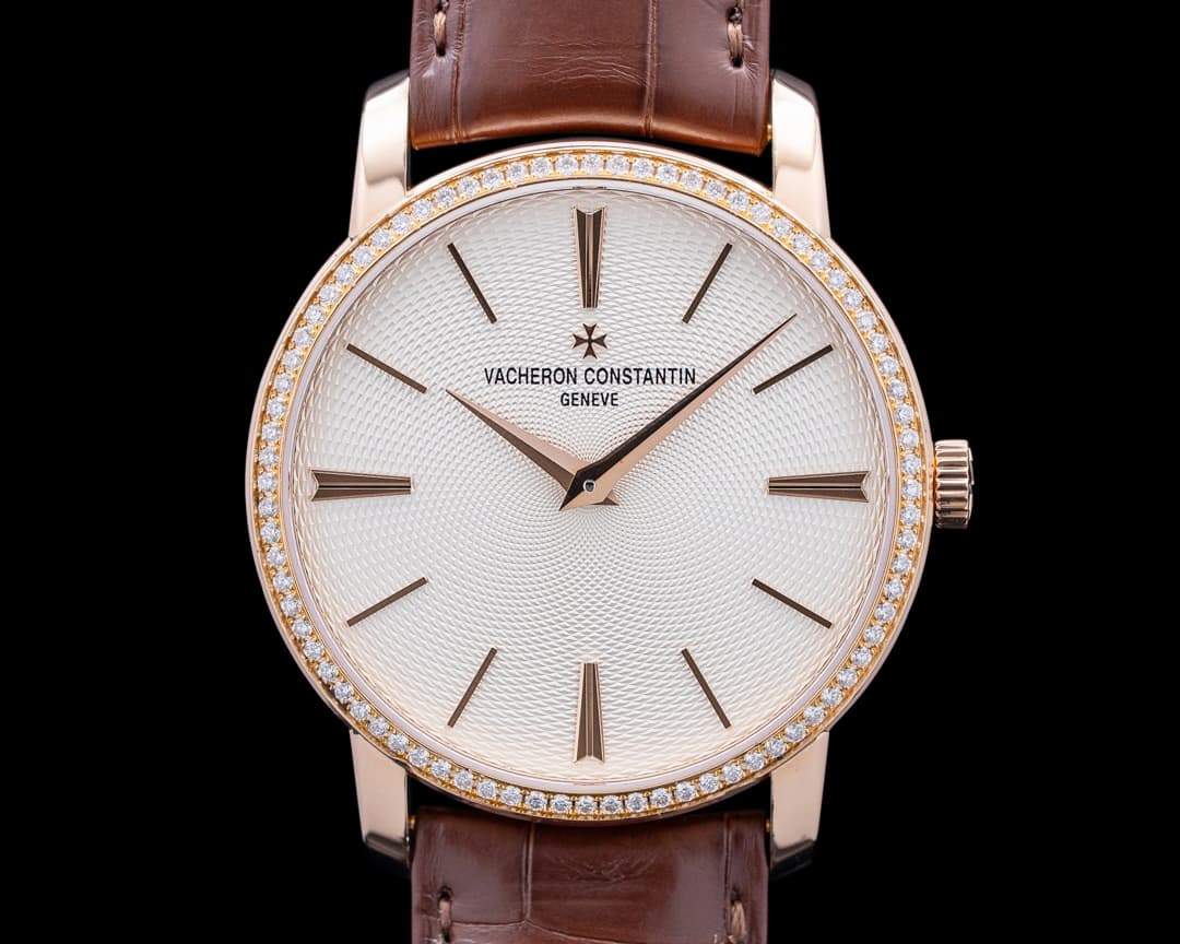 82573 Traditionnelle 18K Pink Gold Diamond Bezel Silver Dial