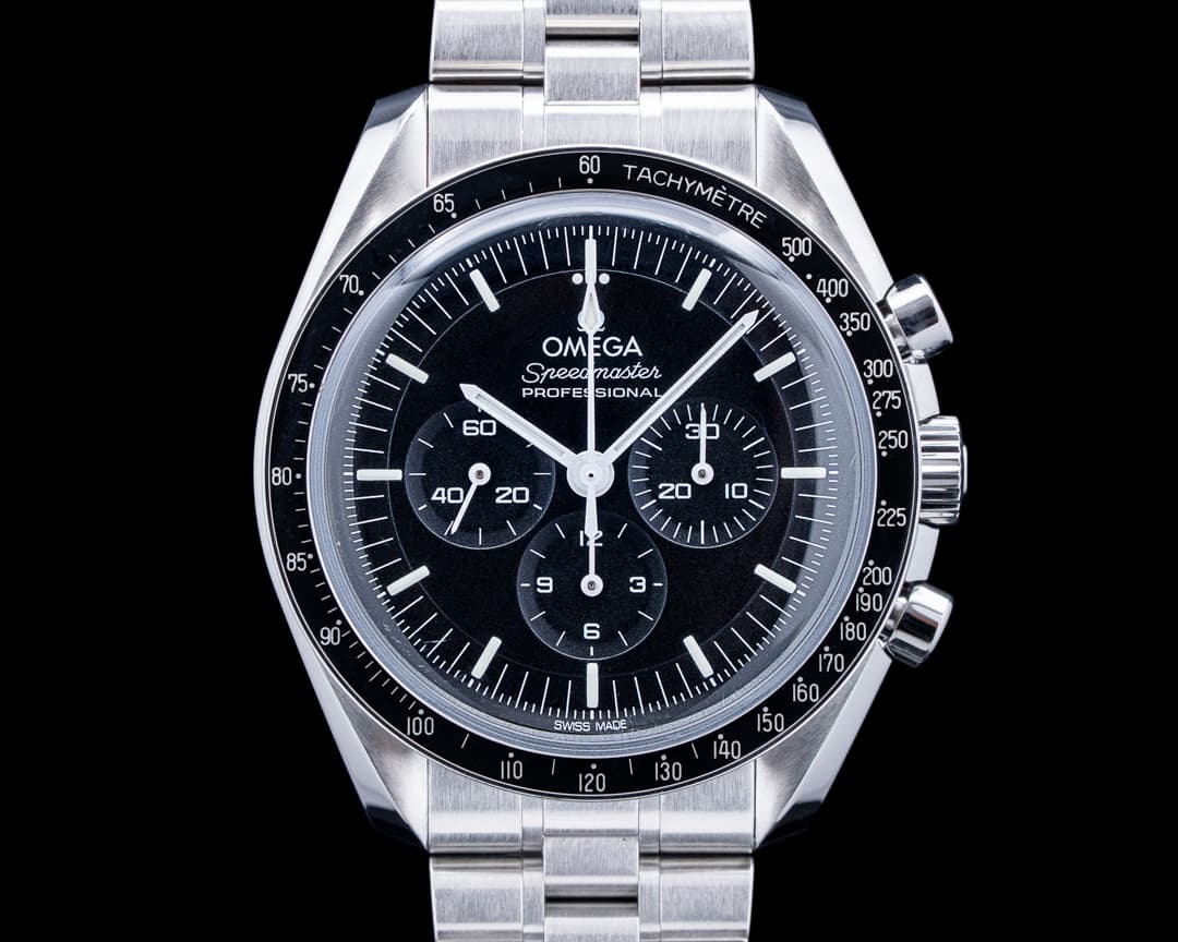 Omega Speedmaster Professional Moonwatch Hesalite SS Black Dial