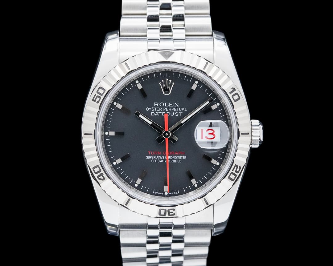 Rolex 116264 Datejust Turn-O-Graph "Thunderbird" SS Black Dial