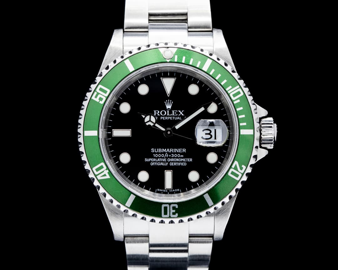 Rolex 16610LV Kermit Submariner Date SS Black Dial