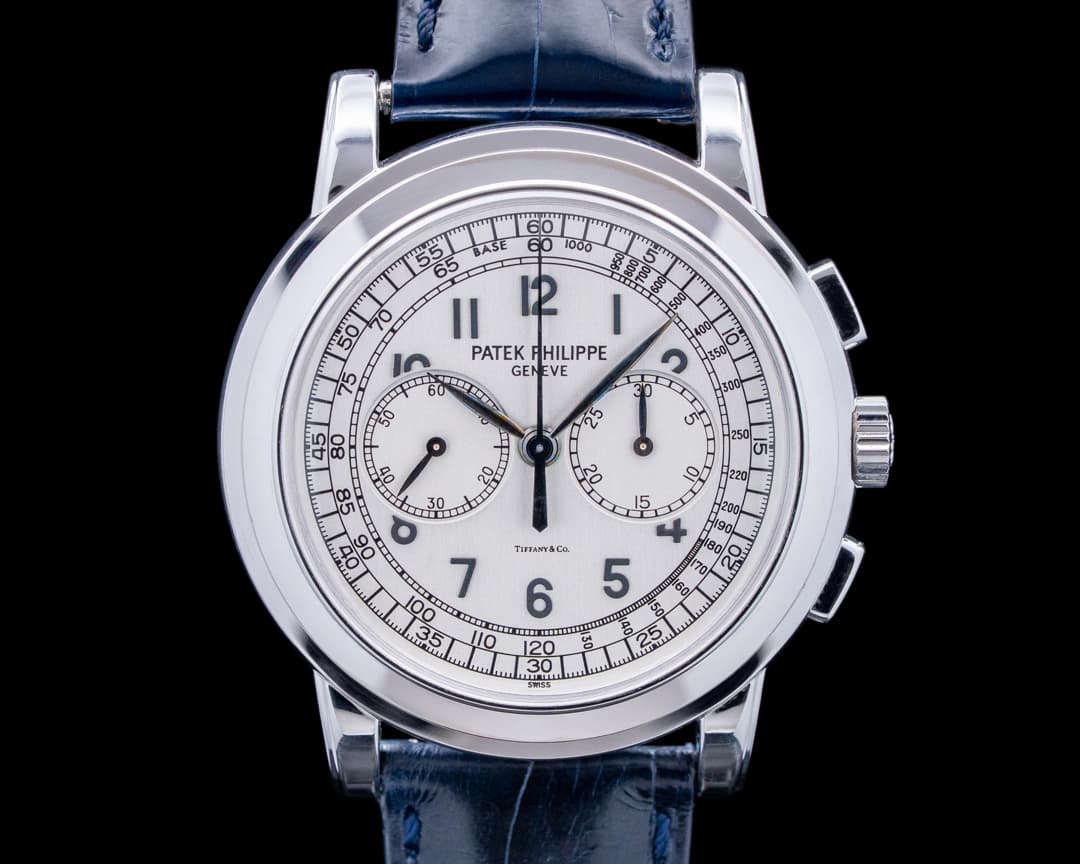 Patek Philippe 5070G Chronograph "TIFFANY & CO" 18K White Gold Silver Dial RARE