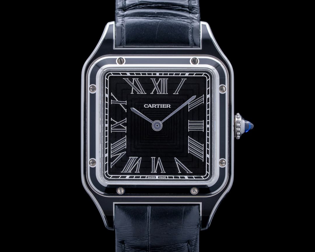 Cartier WSSA0046 Santos Dumont SS Black Lacquer Dial