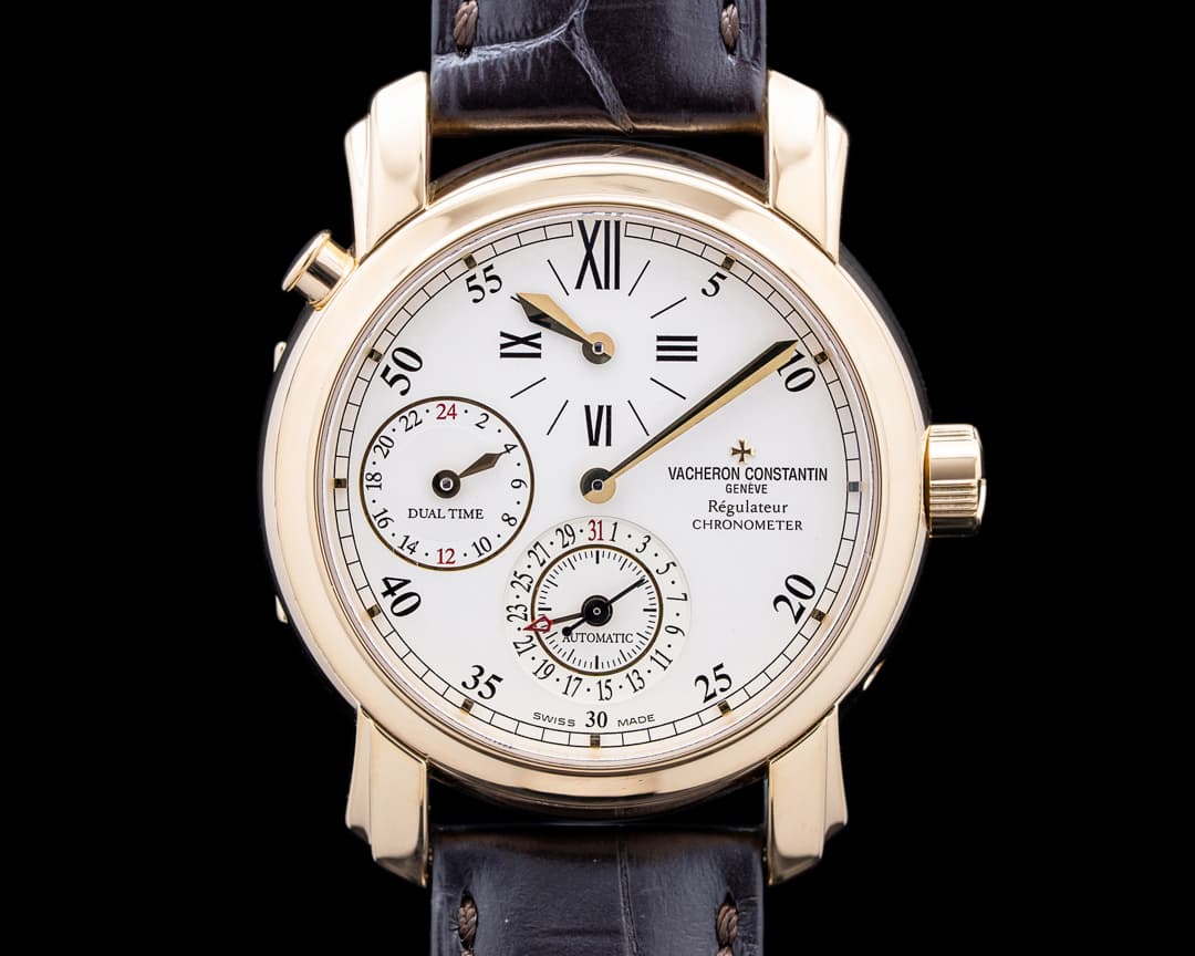 Vacheron Constantin 42005 Malte Dual Time Regulator 18K Yellow Gold Silver Dial