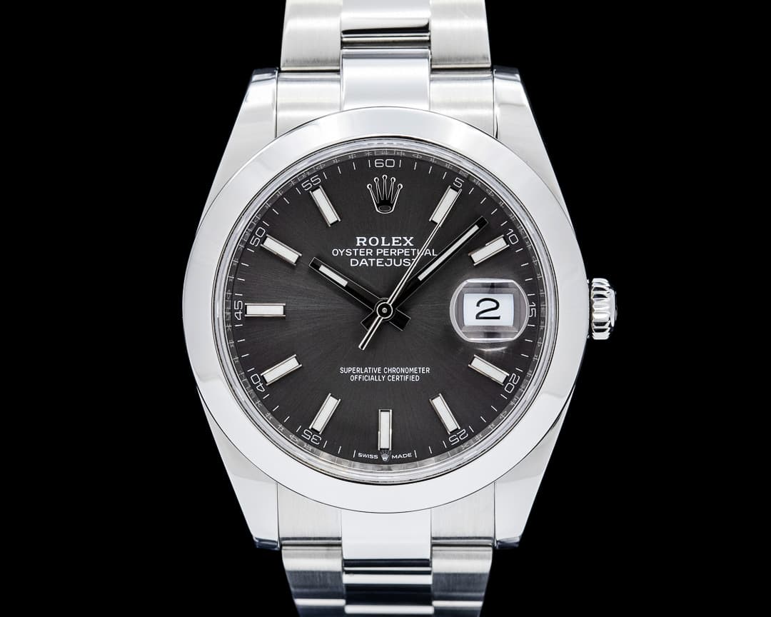 Rolex 126300 Datejust 41 SS Gray Rhodium Stick Dial