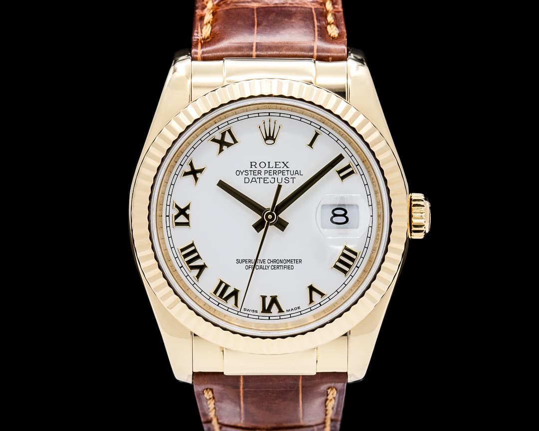 Image of Rolex 116138 Datejust 36 18K Yellow Gold White Roman Dial