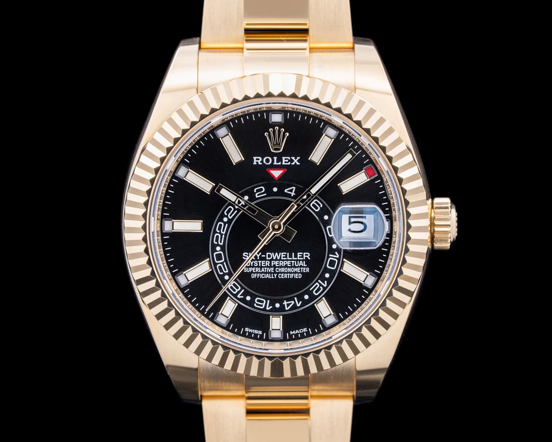 Rolex 326938 Sky-Dweller 18K Yellow Gold Black Dial