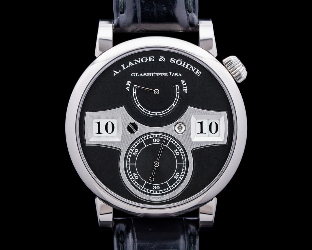 A. Lange and Sohne 140.029 Zeitwerk 18K White Gold Black Dial
