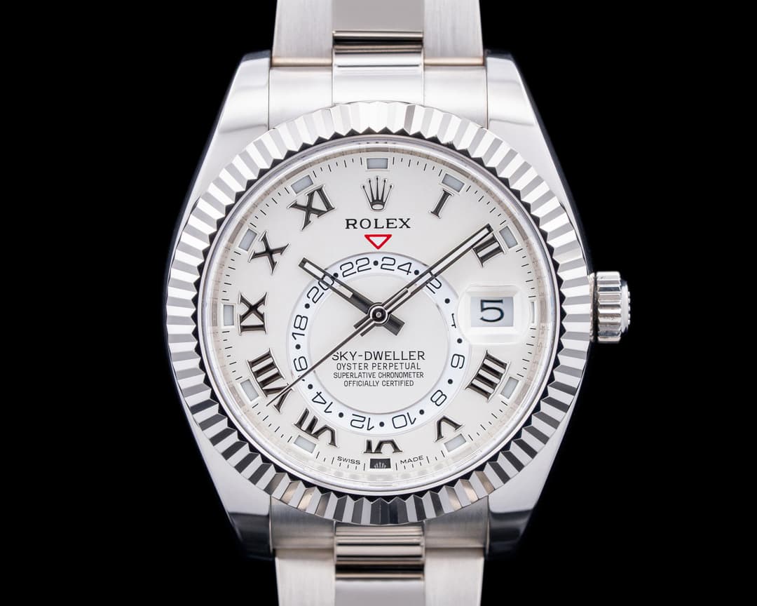 Image of Rolex 326939 Sky Dweller 18K White Gold Silver Roman Dial
