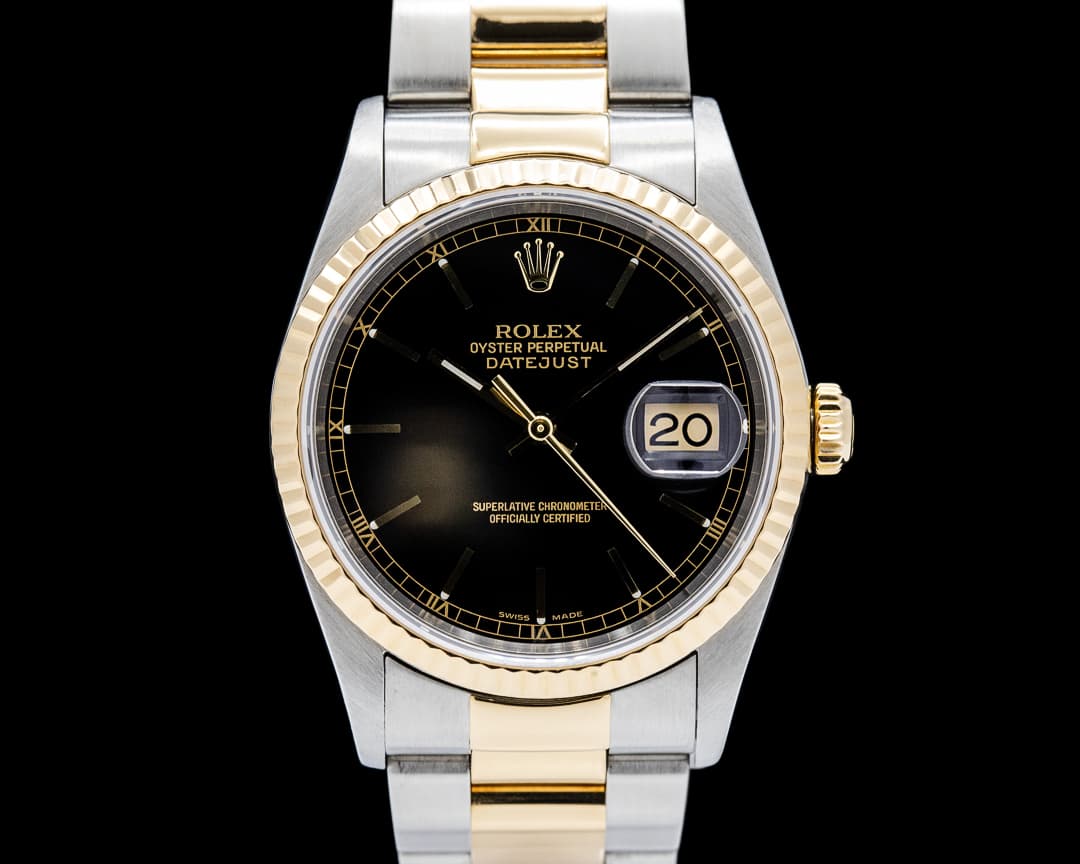 Rolex 16233 Datejust 18K YG / SS Black Dial