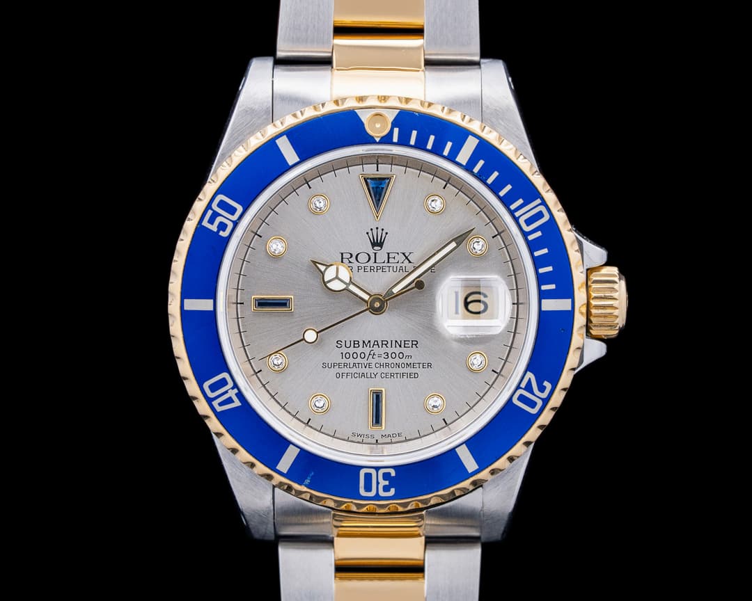 Image of Rolex 16613 Submariner "Serti" 18K YG / SS Silver Dial Circa. 1999