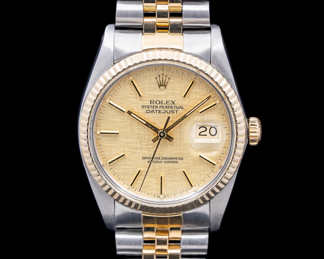Rolex 16013 Datejust 36 18K YG / SS Champagne Linen Dial