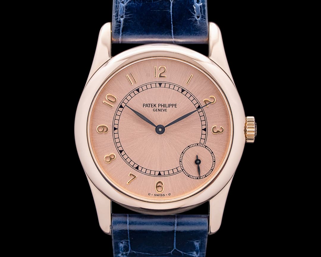 Image of Patek Philippe 5000R-001 Calatrava 18K Rose Gold Pink Sunburst Dial