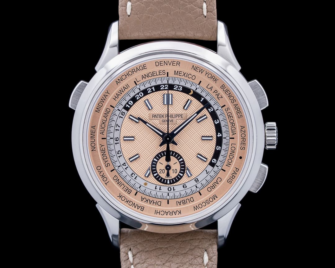 Image of Patek Philippe 5935A World Time Chronograph Flyback SS Salmon Dial