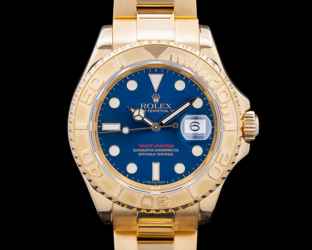 Rolex 16628 Yacht Master 18K Yellow Gold Sunburst Blue Dial Circa. 2003