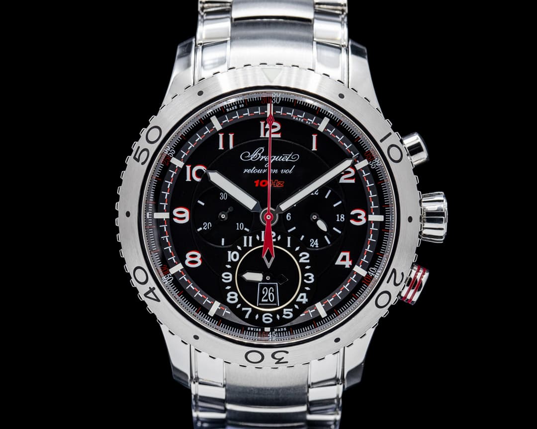 Image of Breguet 3880ST Type XXII Transatlantique Flyback SS Black Dial