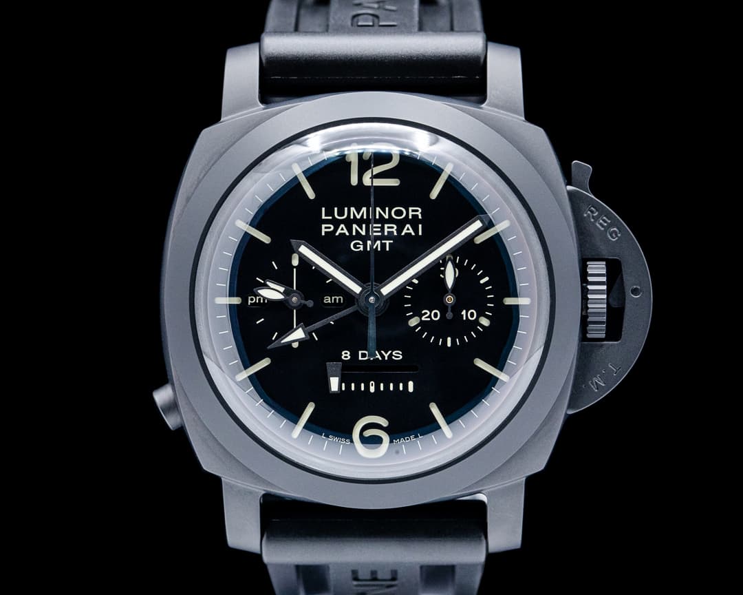Panerai Luminor 1950 Chrono Monopulsante 8 Days GMT Ceramic Black Dial LIMITED
