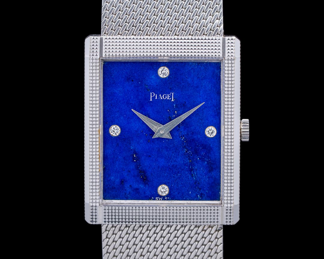 Piaget 9151 Vintage 18K White Gold Blue Lapis Diamond Dial