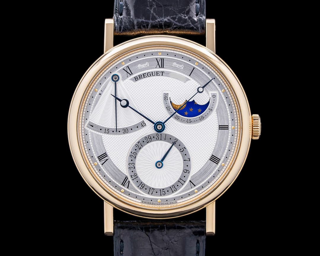 7137BA Classique Power Reserve Moon Phase 18K Yellow Gold Silver Dial