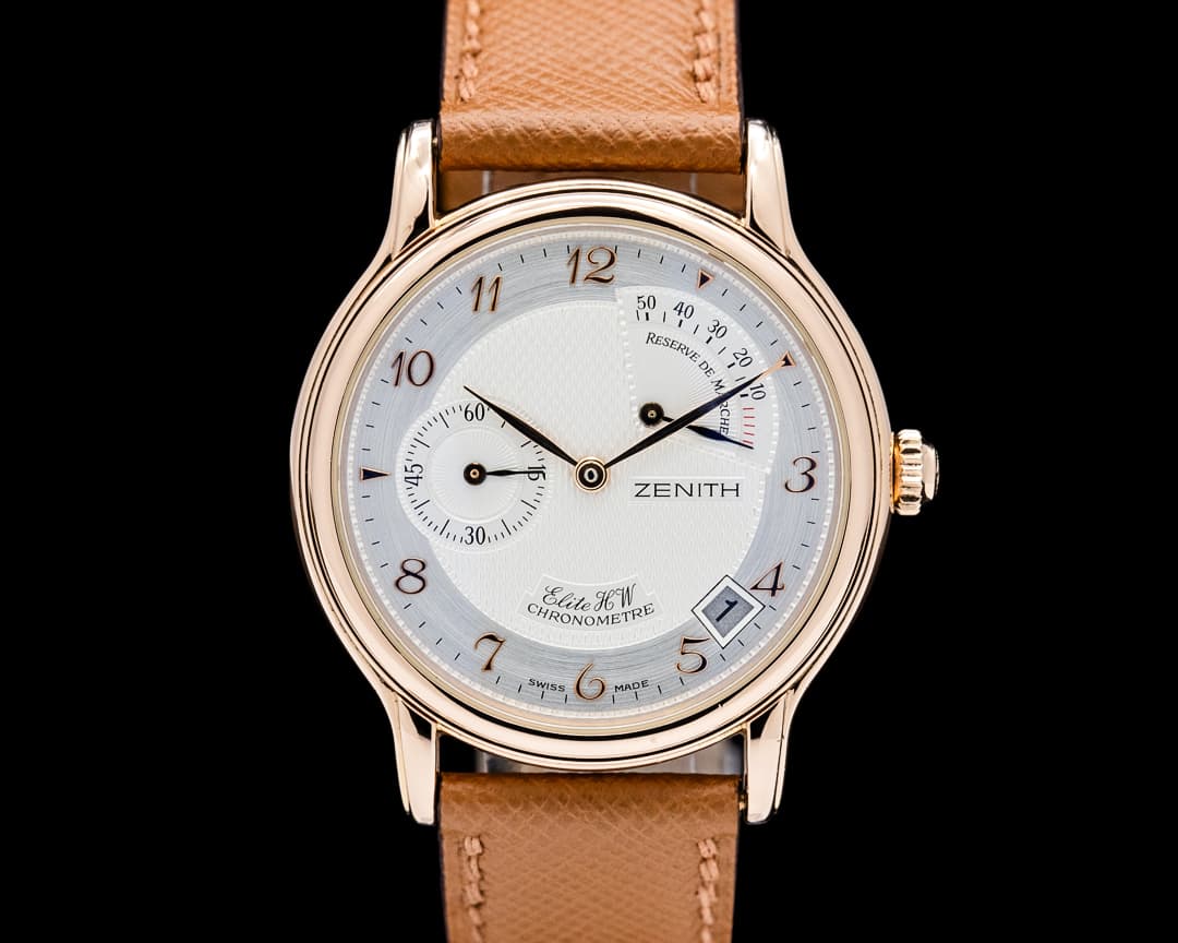 Zenith Chronomaster Elite Reserve de Marche 18K Rose Gold Silver Dial