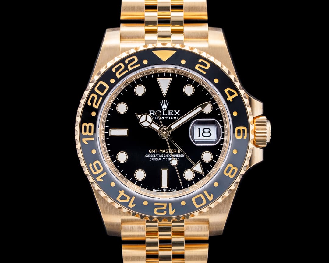 Rolex 126718GRNR GMT-Master II 18K Yellow Gold Black Dial