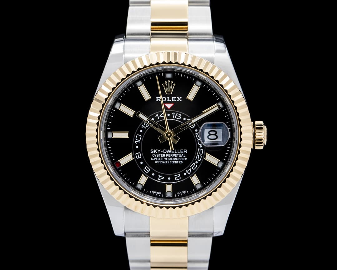 Image of Rolex 326933 Sky-Dweller 18K YG / SS Black Dial
