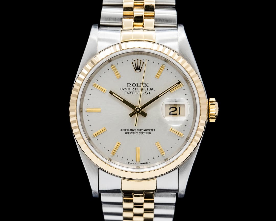 Rolex 16233 Datejust 36 18K YG / SS Silver Dial Circa. 1990