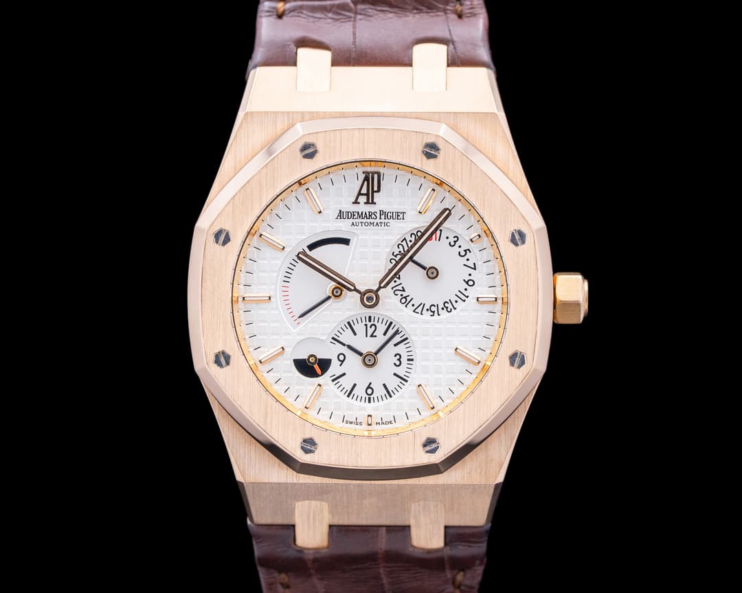Audemars Piguet 26120OR Royal Oak Dual Time 18K Rose Gold Silver Dial