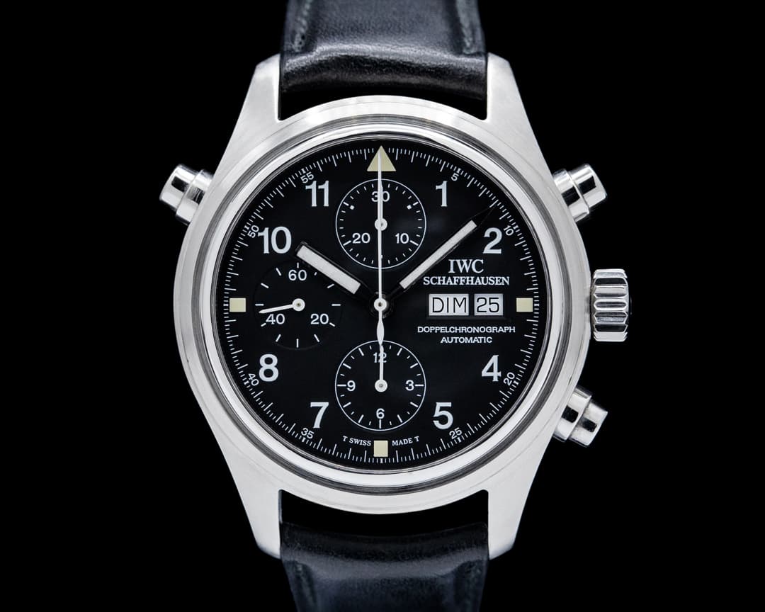 IWC 3713 Pilot Double Chronograph SS Black Dial