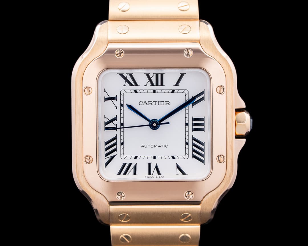 Cartier WGSA0031 Santos de Cartier Medium 18K Rose Gold Silver Dial