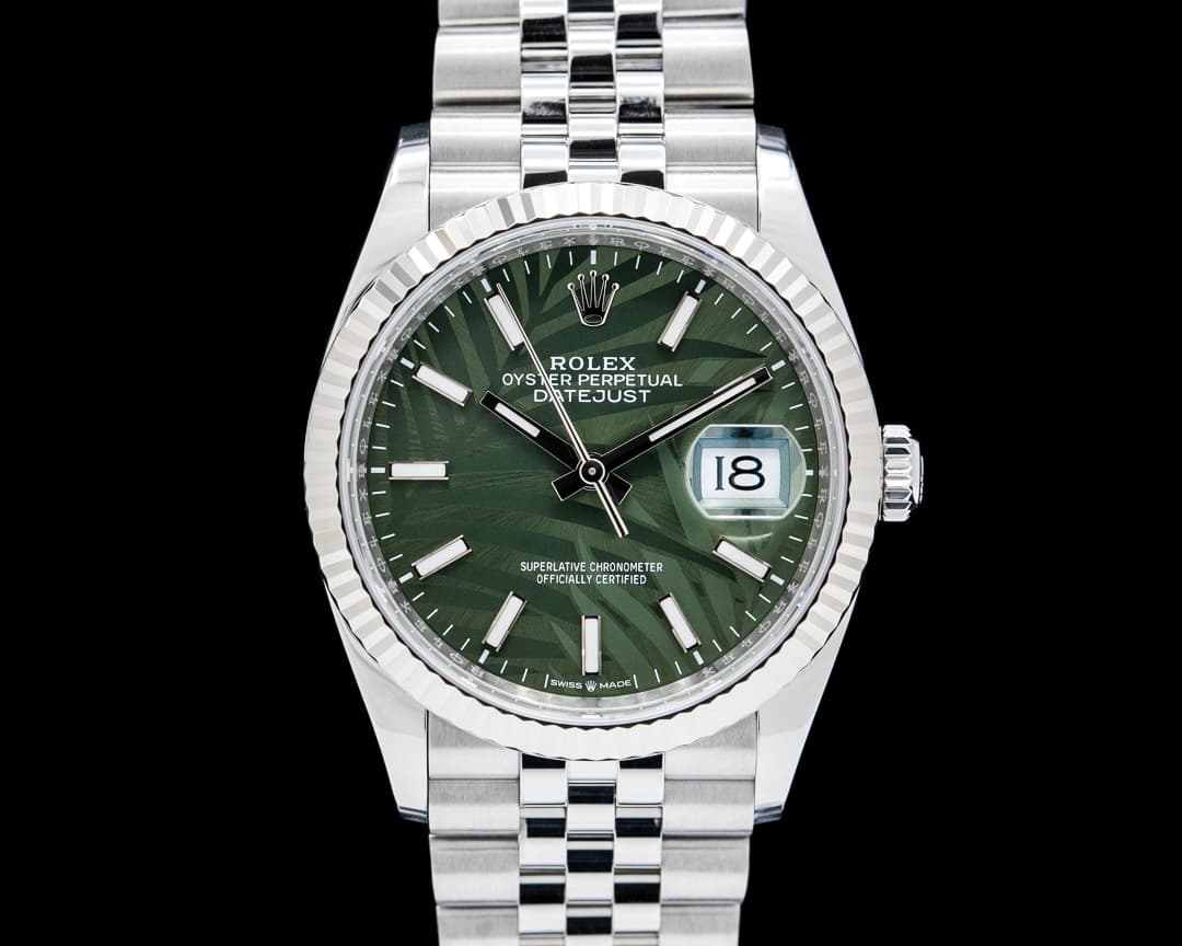 Rolex 126234 Datejust 36 Jubilee SS Green Palm Dial