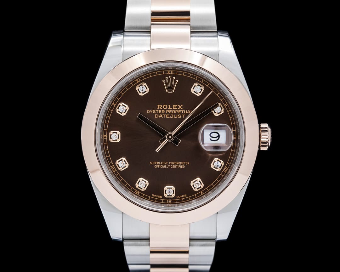 Image of Rolex 126301-0003 Datejust 41 SS / 18K RG Diamond Tobacco Brown Dial