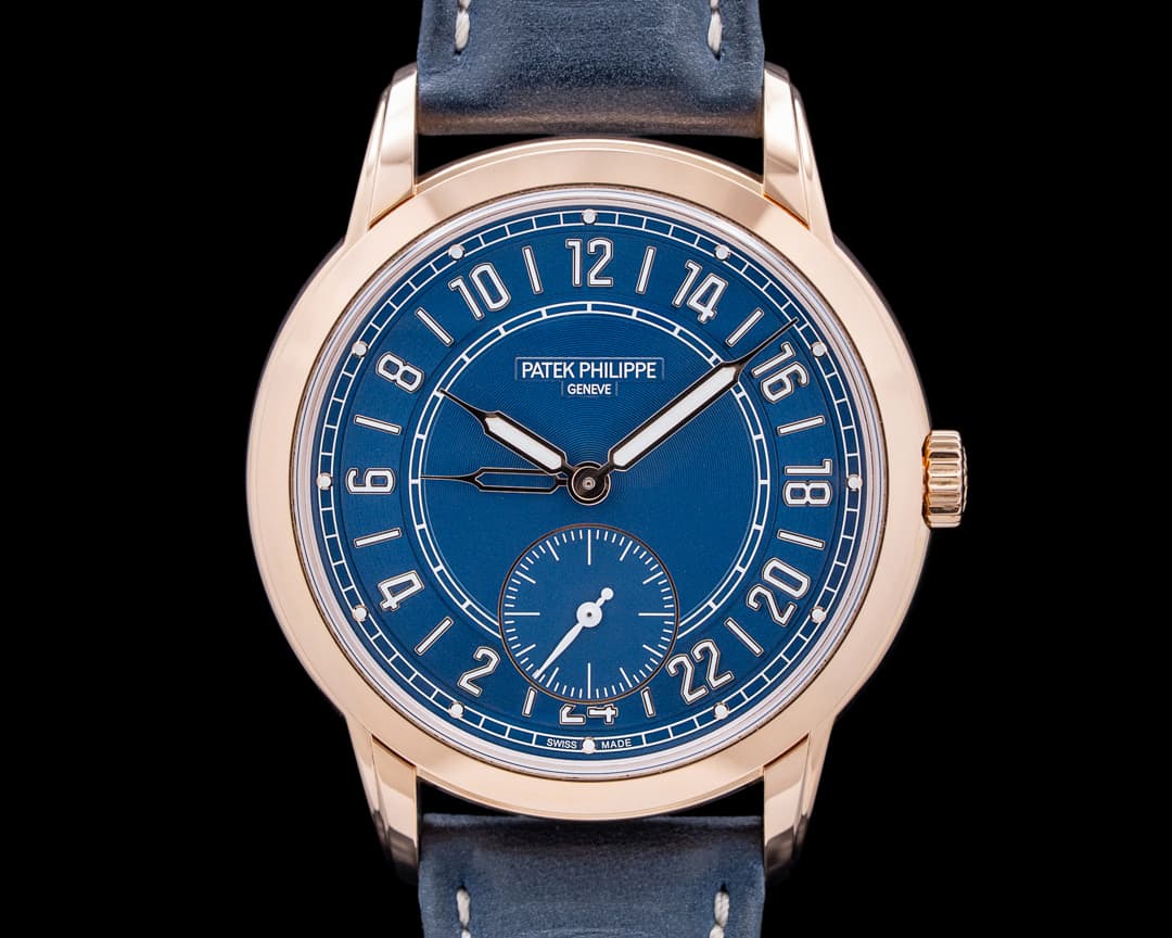 Image of Patek Philippe 5224R Calatrava 24-Hour Display Travel Time 18K Rose Gold Blue Dial