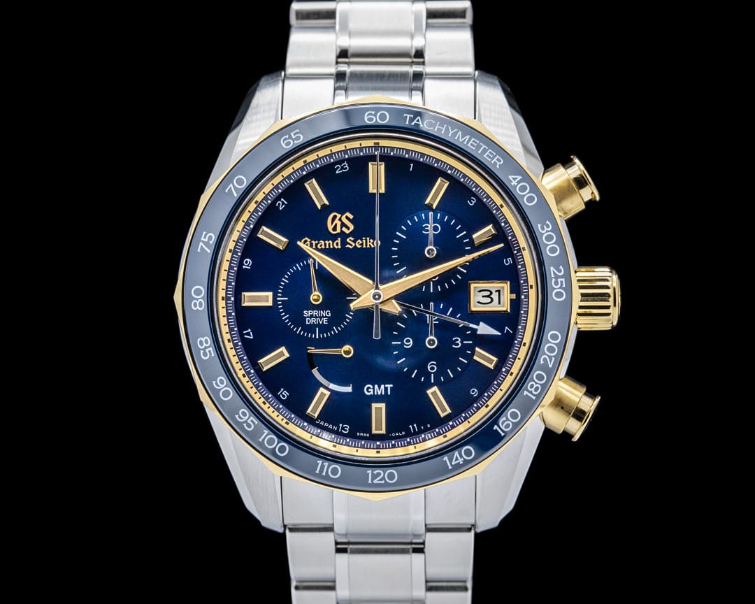 Grand Seiko SBGC242 Spring Drive Chronograph GMT SS / 18K YG Blue Dial