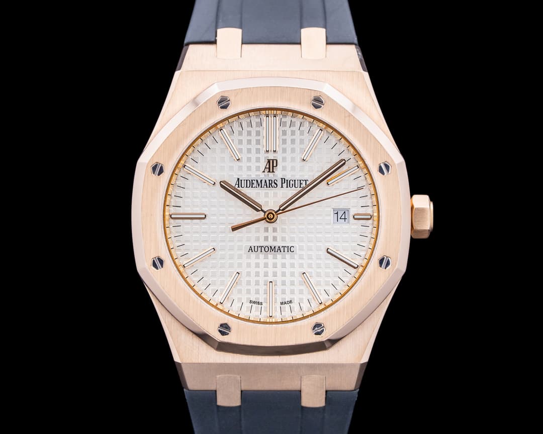 Audemars Piguet 15400OR Royal Oak Selfwinding 18K Rose Gold Silver Dial