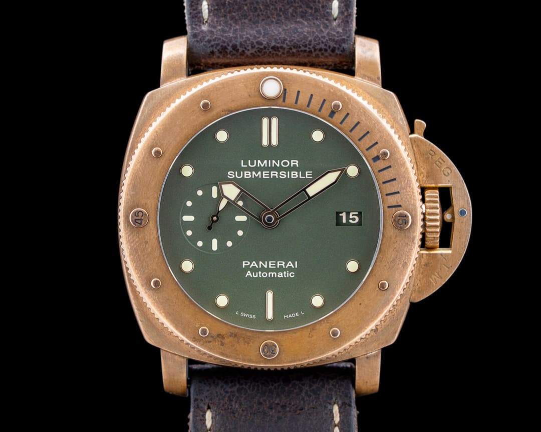 Image of Panerai PAM00382 Luminor Submersible 1950 3 Days Bronzo Green Dial LIMITED