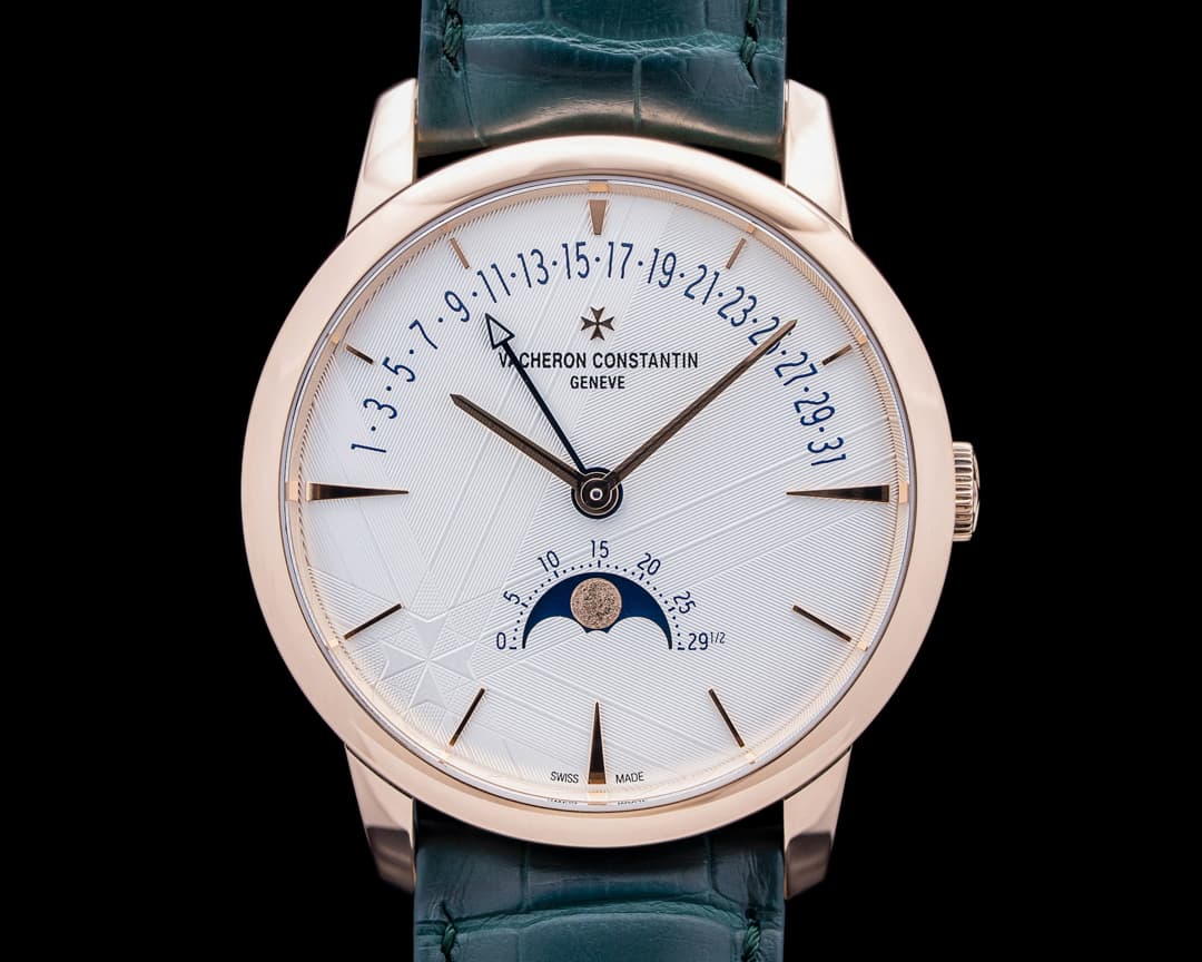 Image of Vacheron Constantin 4010U Patrimony Moon Phase Retrograde Date 18K RG Silver Dial