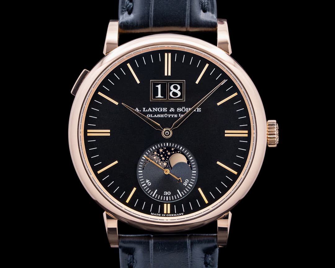 Image of A. Lange & Söhne 384.031 Saxonia Moon Phase 18K Pink Gold Black Dial