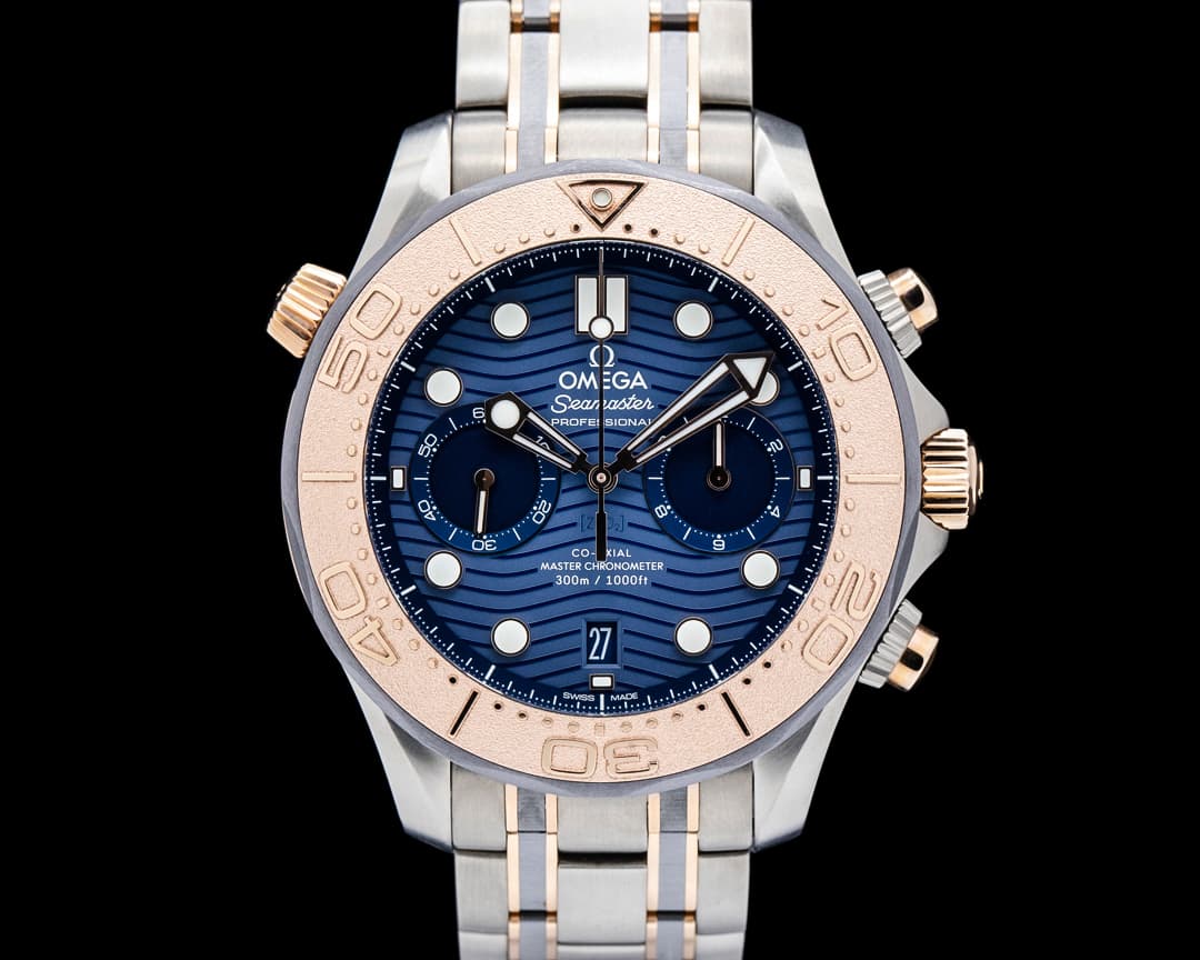 Image of Omega Seamaster Diver 300M Chronograph Titanium / 18K Sedna Gold Blue Dial