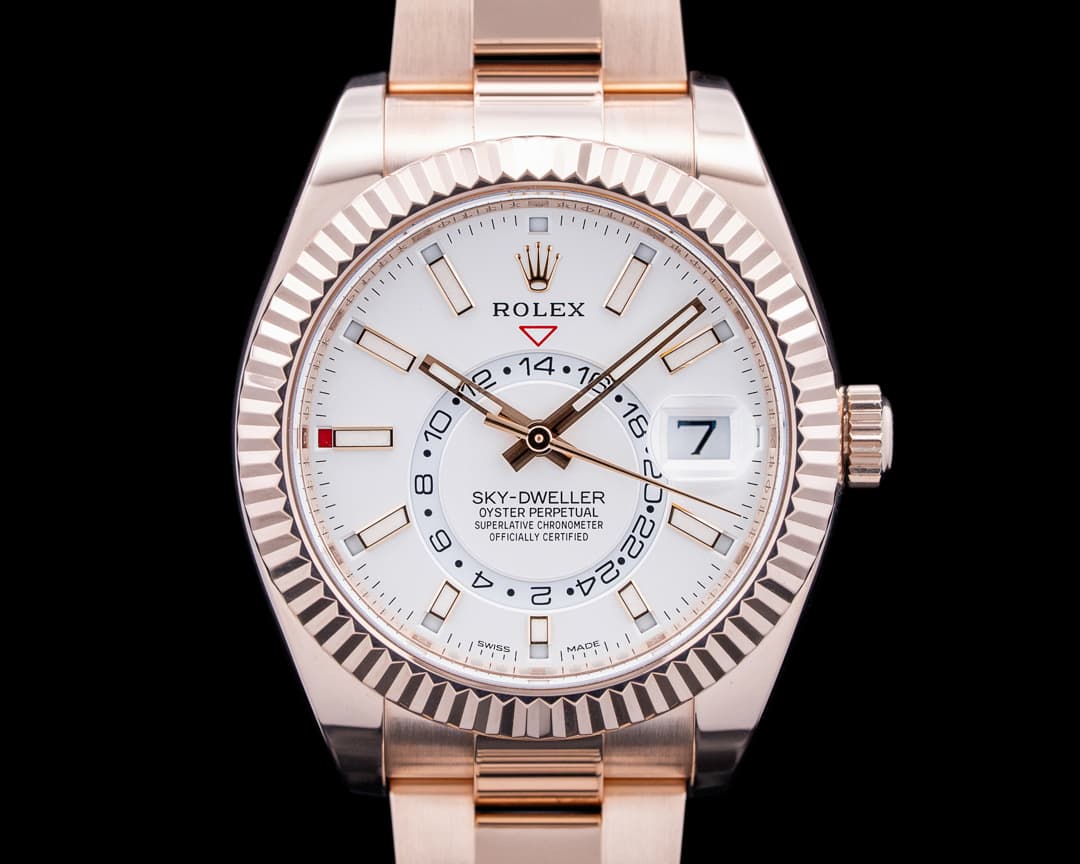 Image of Rolex 326935 Sky-Dweller 18K Rose Gold Silver Dial