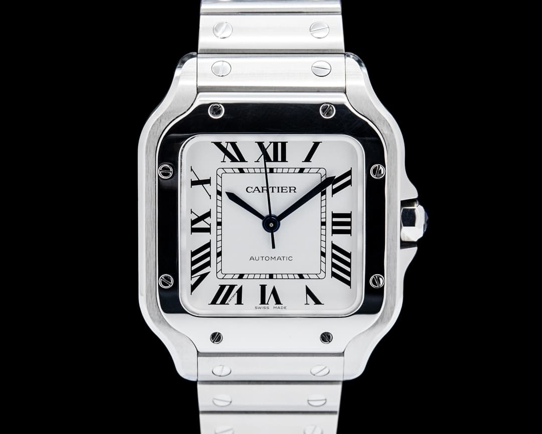 Cartier WSSA0029 Santos de Cartier Medium SS Silver Opaline Dial