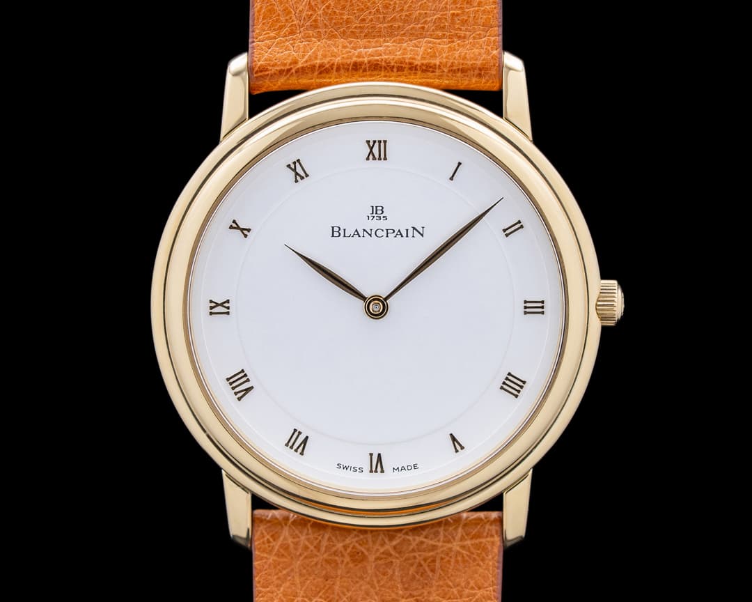 Image of Blancpain 0021-1418-55 Villeret Ultra Slim 18K Yellow Gold White Dial