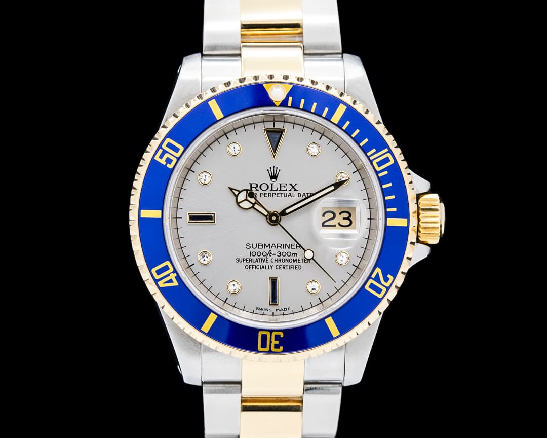 Image of Rolex 16613 Submariner "Serti" 18K YG / SS Silver Dial Circa. 1999