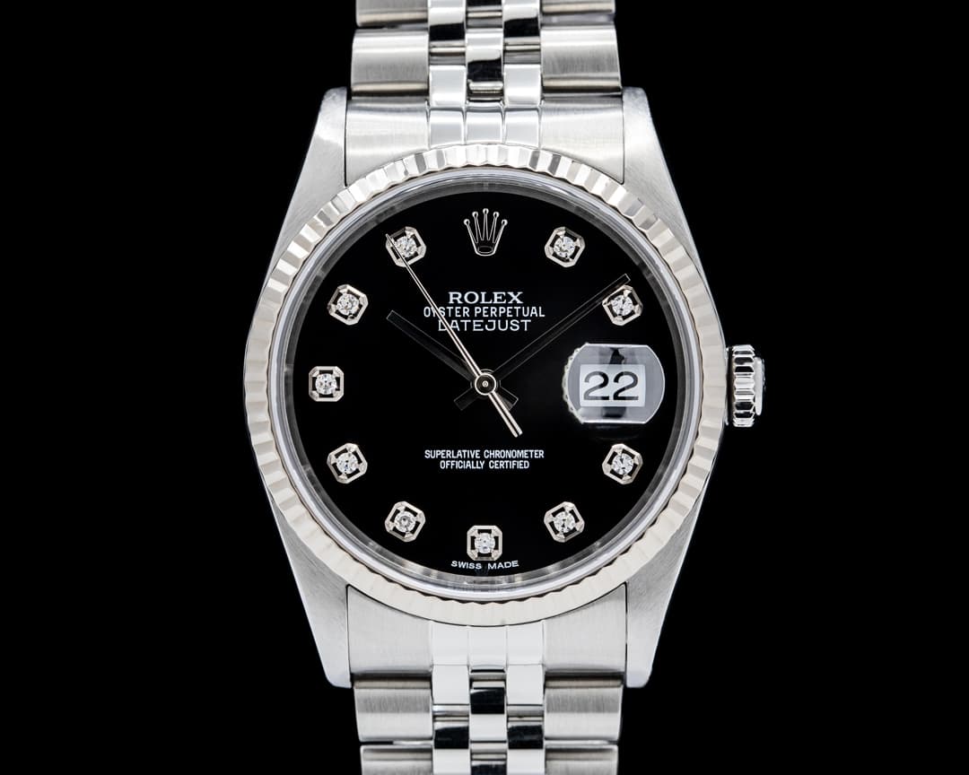 Image of Rolex 16234 Datejust 36mm SS Black Diamond Dial