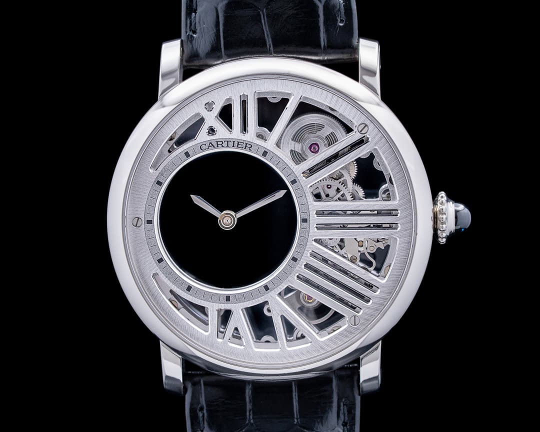 Cartier WHRO0014 Rotonde de Cartier Mysterious Hour Palladium Skeleton Dial