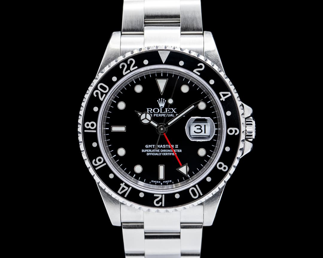 Rolex 16710 GMT Master II Black Bezel SS Black Dial