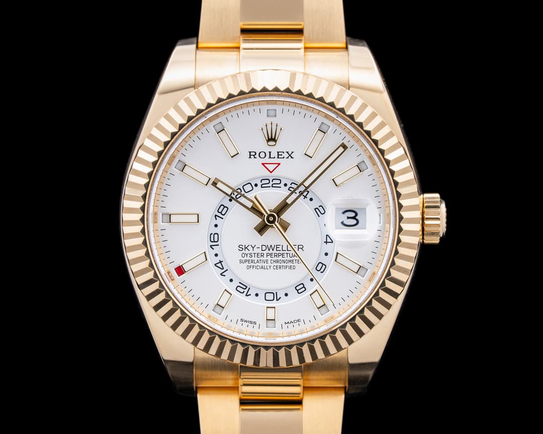 Image of Rolex 326938 Sky Dweller 18K Yellow Gold Silver Dial